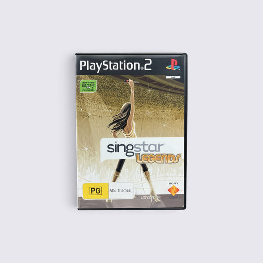 MrPixel SingStar Legends PlayStation 2 game case featuring a singer on stage illustration