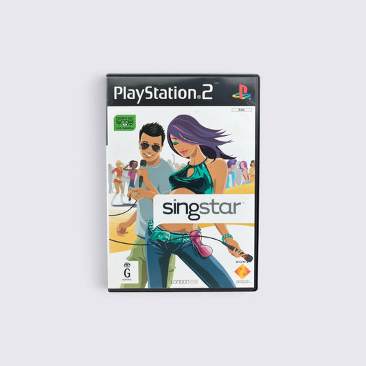 MrPixel SingStar PS2 karaoke game case featuring illustrated characters singing with microphones