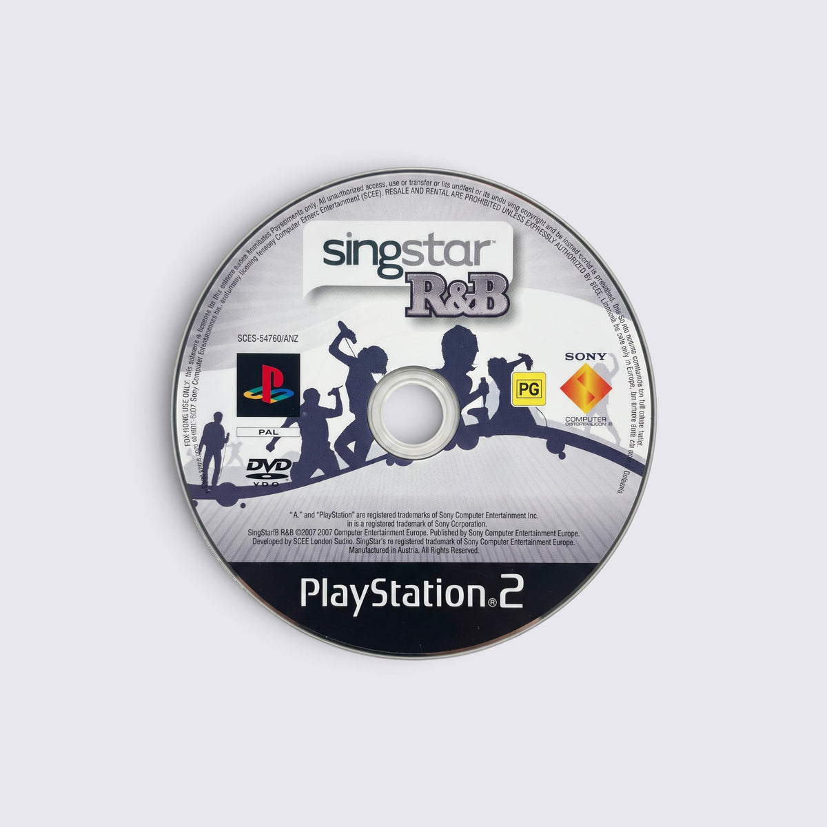 MrPixel SingStar: R&B karaoke game disc for PlayStation 2 featuring silhouettes of singers on a white background