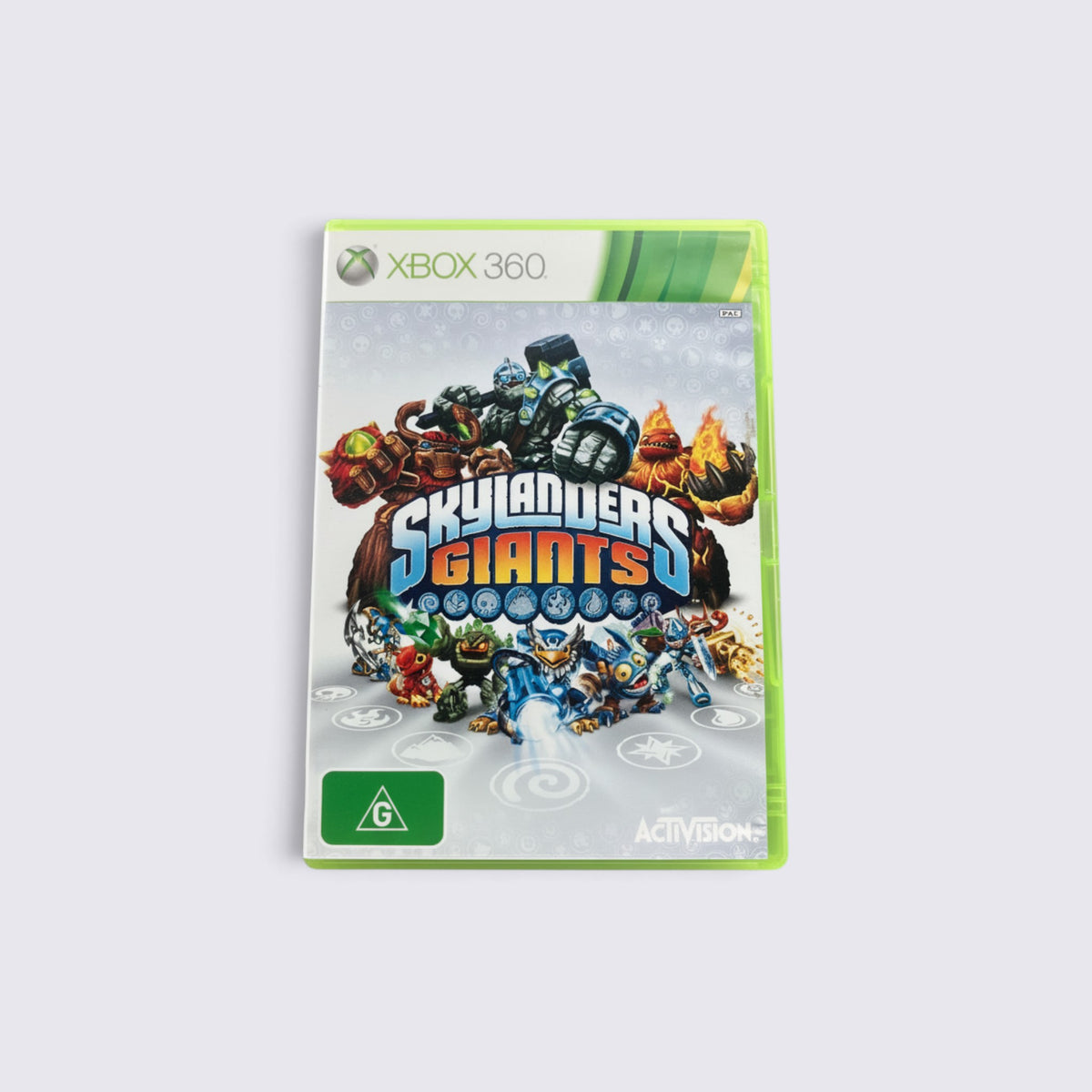 MrPixel Skylanders Giants video game case for Xbox 360 featuring colourful character artwork and logo