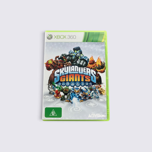 MrPixel Skylanders Giants video game case for Xbox 360 featuring colourful character artwork and logo