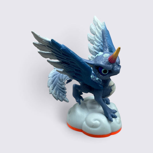 MrPixel Skylanders Whirlwind Series 2 figure featuring a blue unicorn-dragon hybrid with wings standing on a cloud base