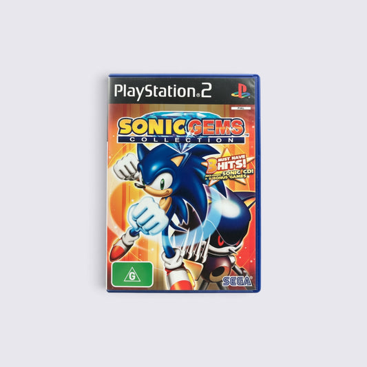 MrPixel Sonic Gems Collection video game for PlayStation 2 featuring Sonic the Hedgehog and Metal Sonic cover art