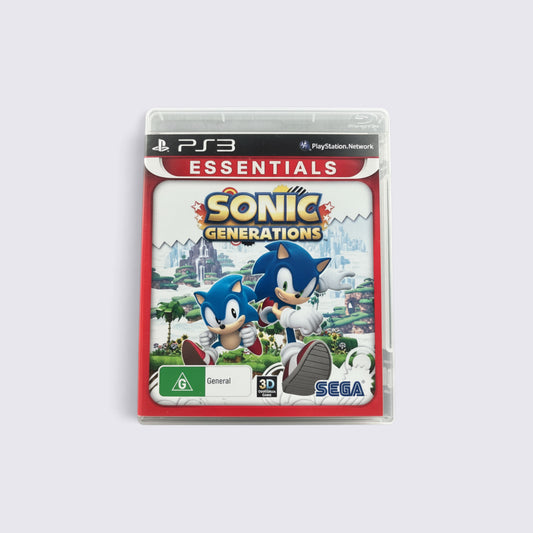 MrPixel Sonic Generations Essentials game case for PlayStation 3 featuring Classic and Modern Sonic the Hedgehog
