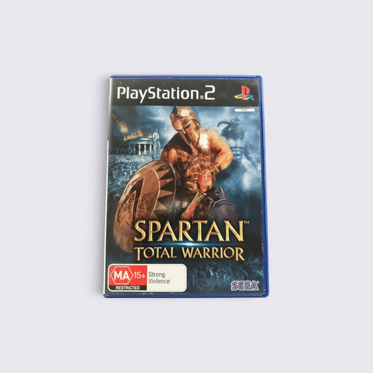 MrPixel Spartan: Total Warrior PlayStation 2 game case featuring a Spartan soldier in battle on the cover art.