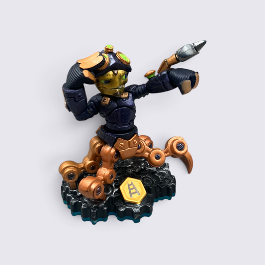 MrPixel Spy Rise Tech-element Skylander figure with mechanical spider legs, dual blasters, and goggles.