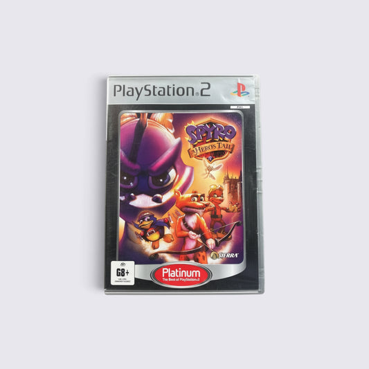 MrPixel Spyro: A Hero's Tail Platinum edition game case for PlayStation 2 featuring Spyro and friends on cover art.