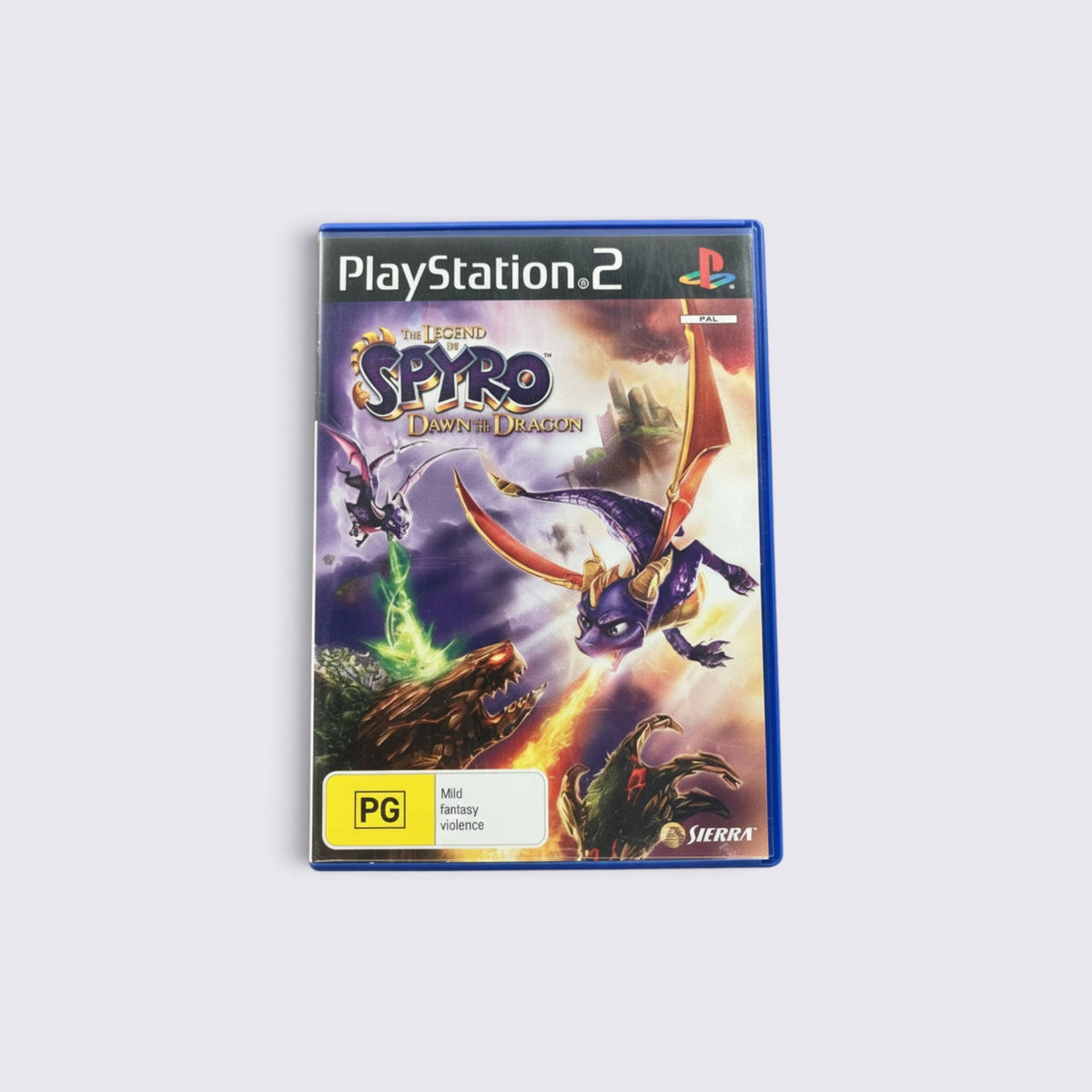 MrPixel The Legend of Spyro: Dawn of the Dragon PlayStation 2 game case featuring Spyro and Cynder in flight.