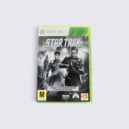 MrPixel Star Trek Xbox 360 game case featuring Captain Kirk and Spock in a co-op action adventure.
