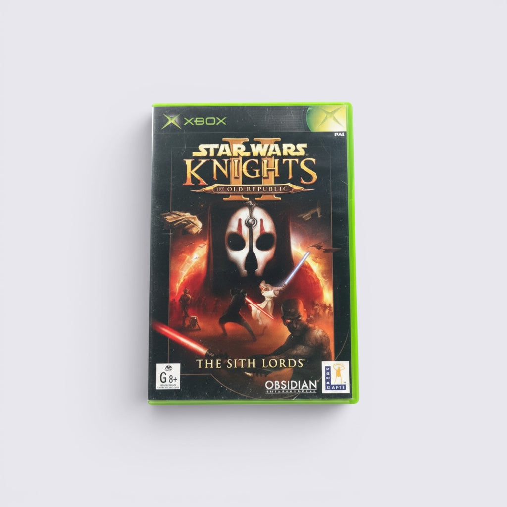 MrPixel Star Wars Knights of the Old Republic II The Sith Lords Xbox game case with dramatic character artwork