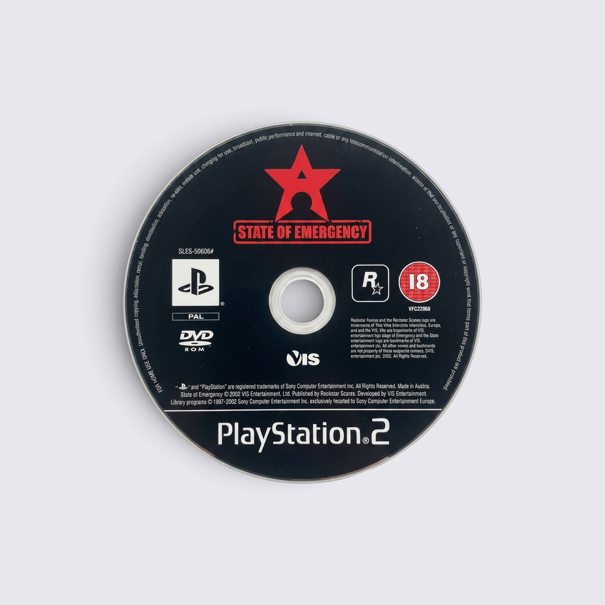 MrPixel State of Emergency PlayStation 2 game disc with red star logo and black background