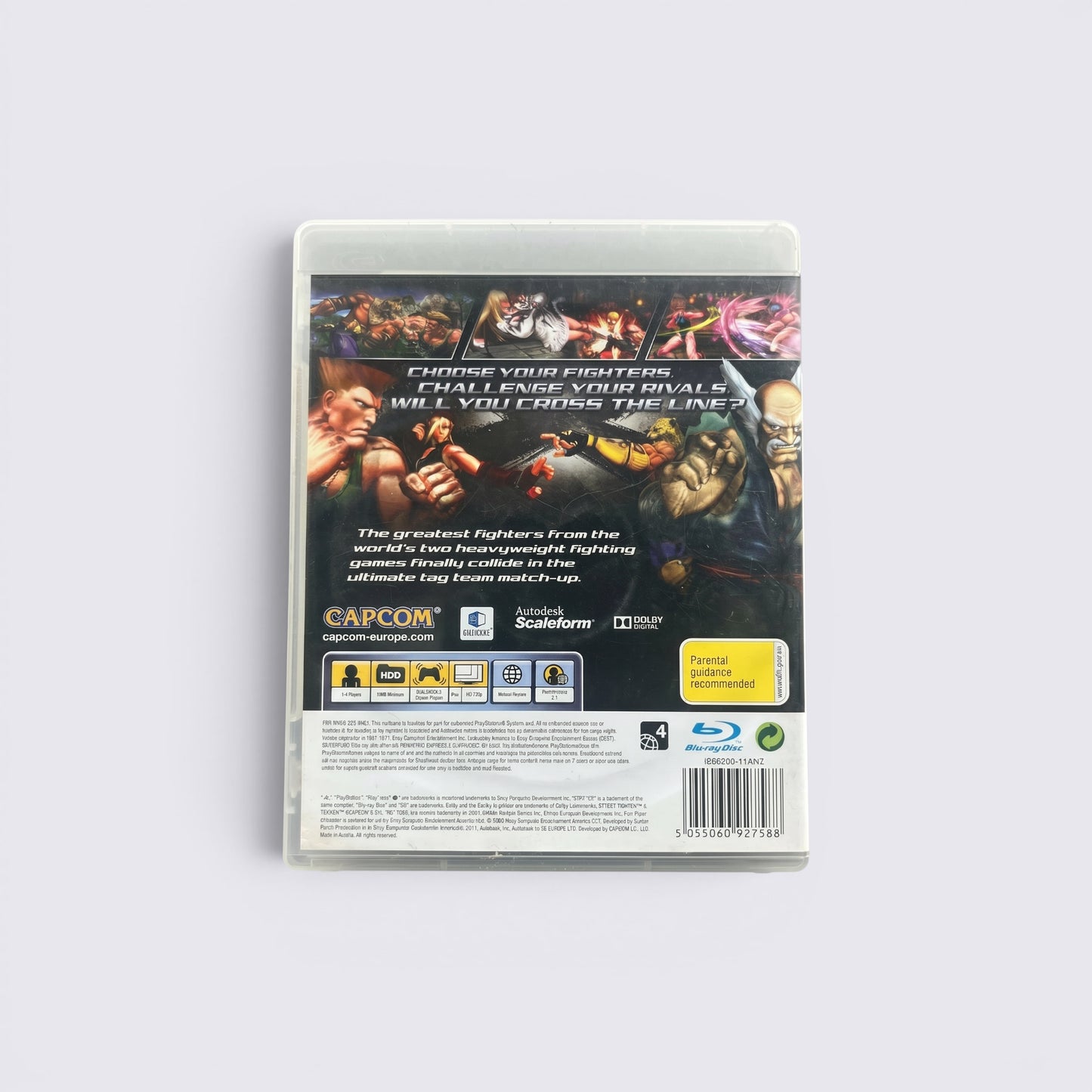 MrPixel Street Fighter X Tekken PlayStation 3 game case back cover with character artwork and game information
