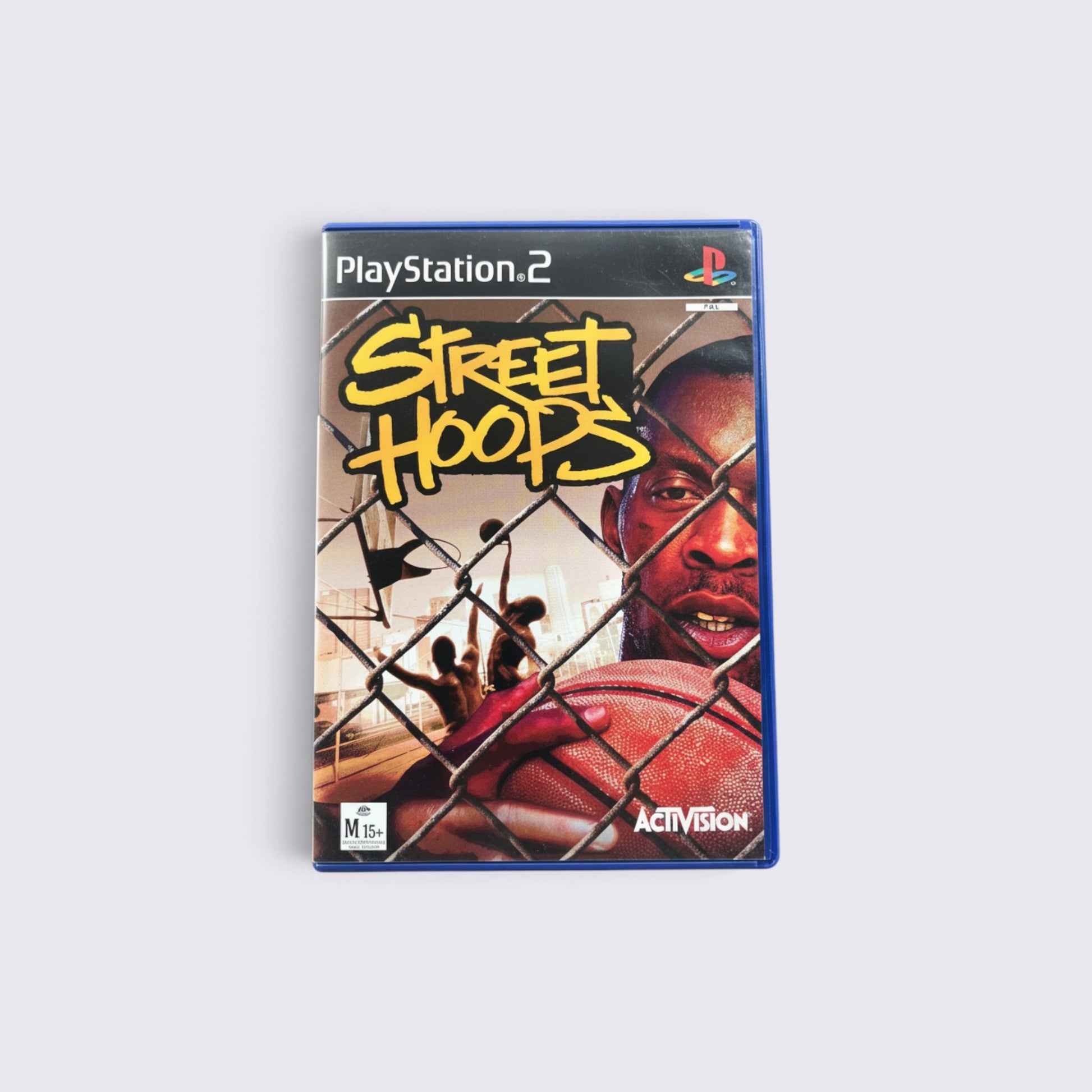 MrPixel Street Hoops PlayStation 2 game case featuring urban basketball graphics and player portrait