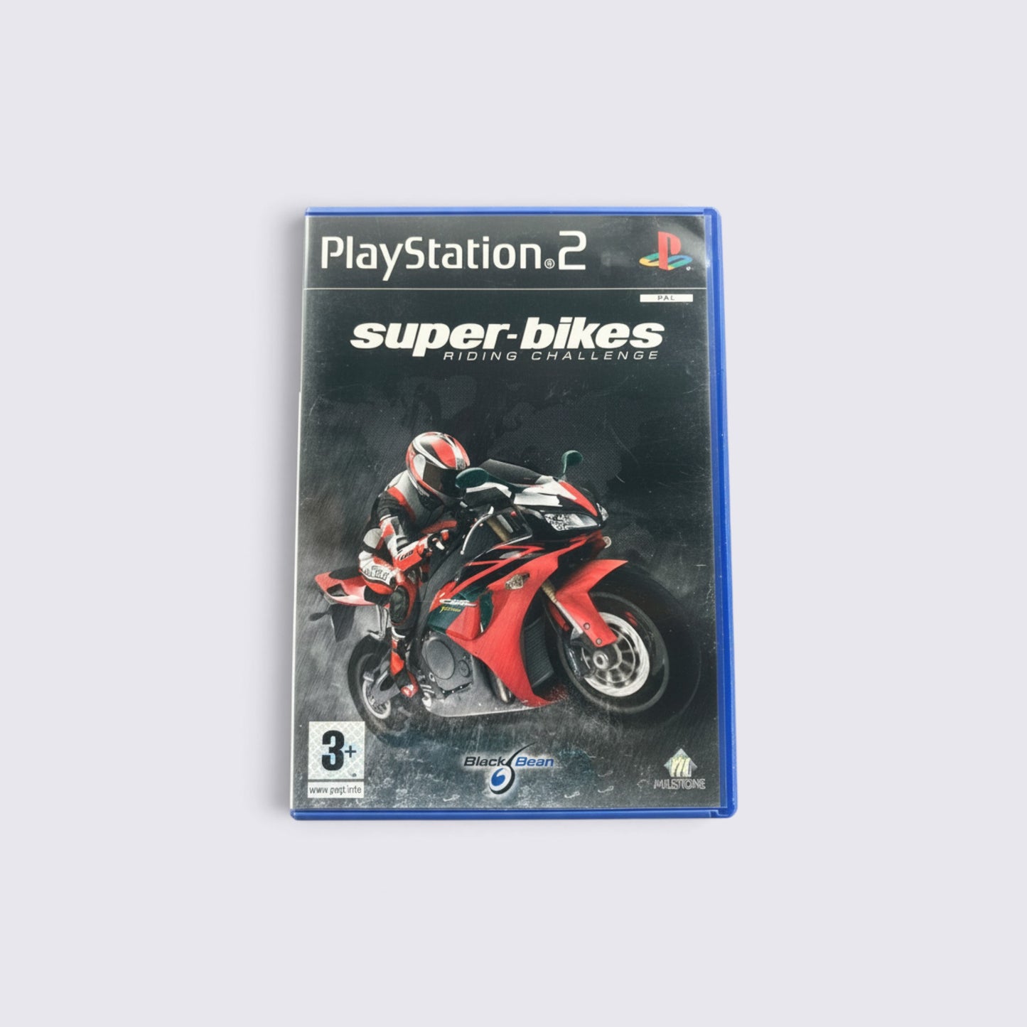 MrPixel Super-Bikes Riding Challenge PlayStation 2 game case featuring a red sportbike and rider on the cover