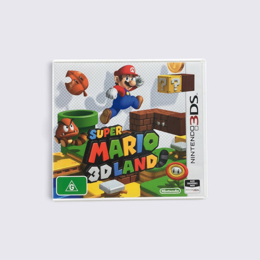 MrPixel Super Mario 3D Land Nintendo 3DS game case featuring Mario in his Tanooki suit and classic enemies