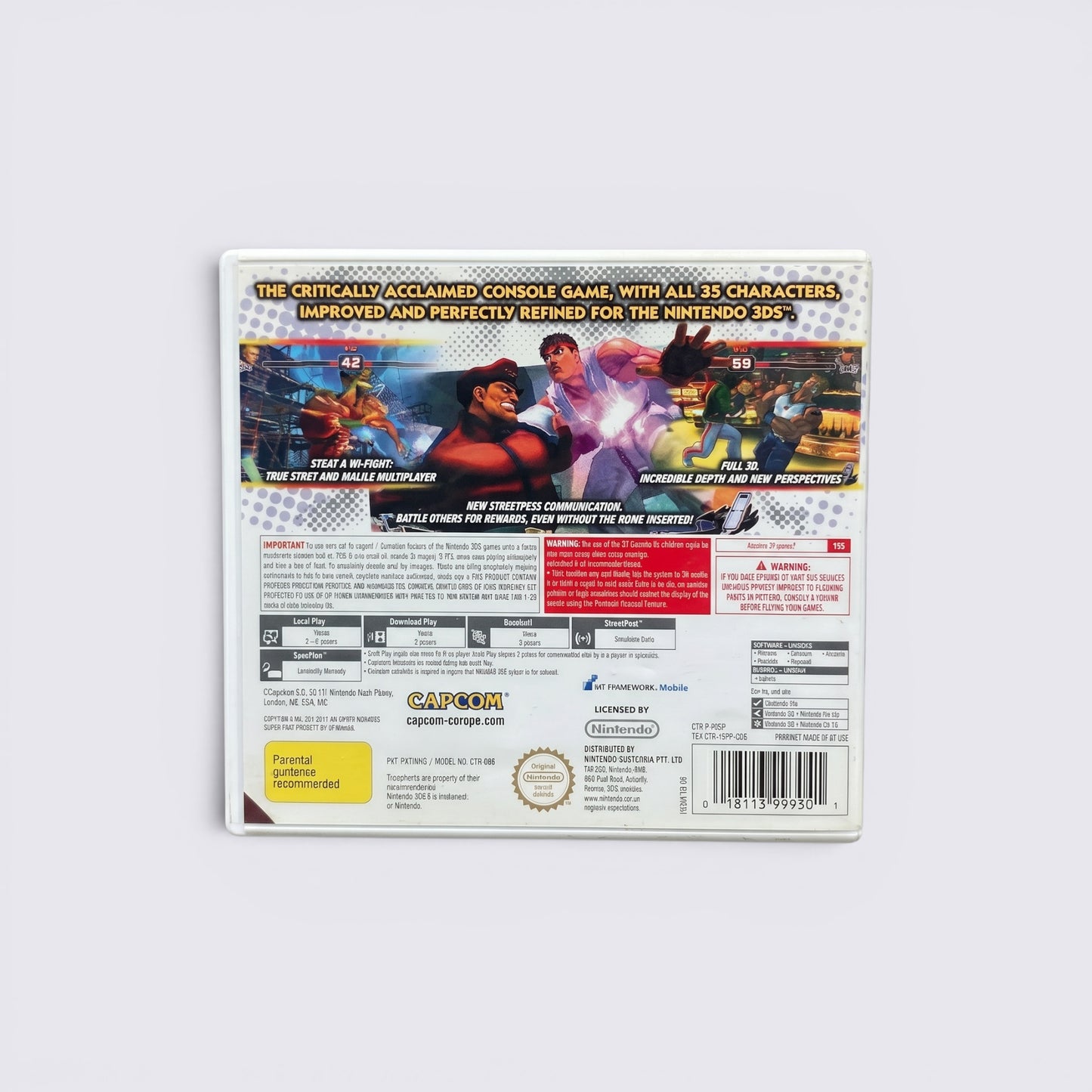MrPixel Super Street Fighter IV 3D Edition Nintendo 3DS game case back cover with character art and game features