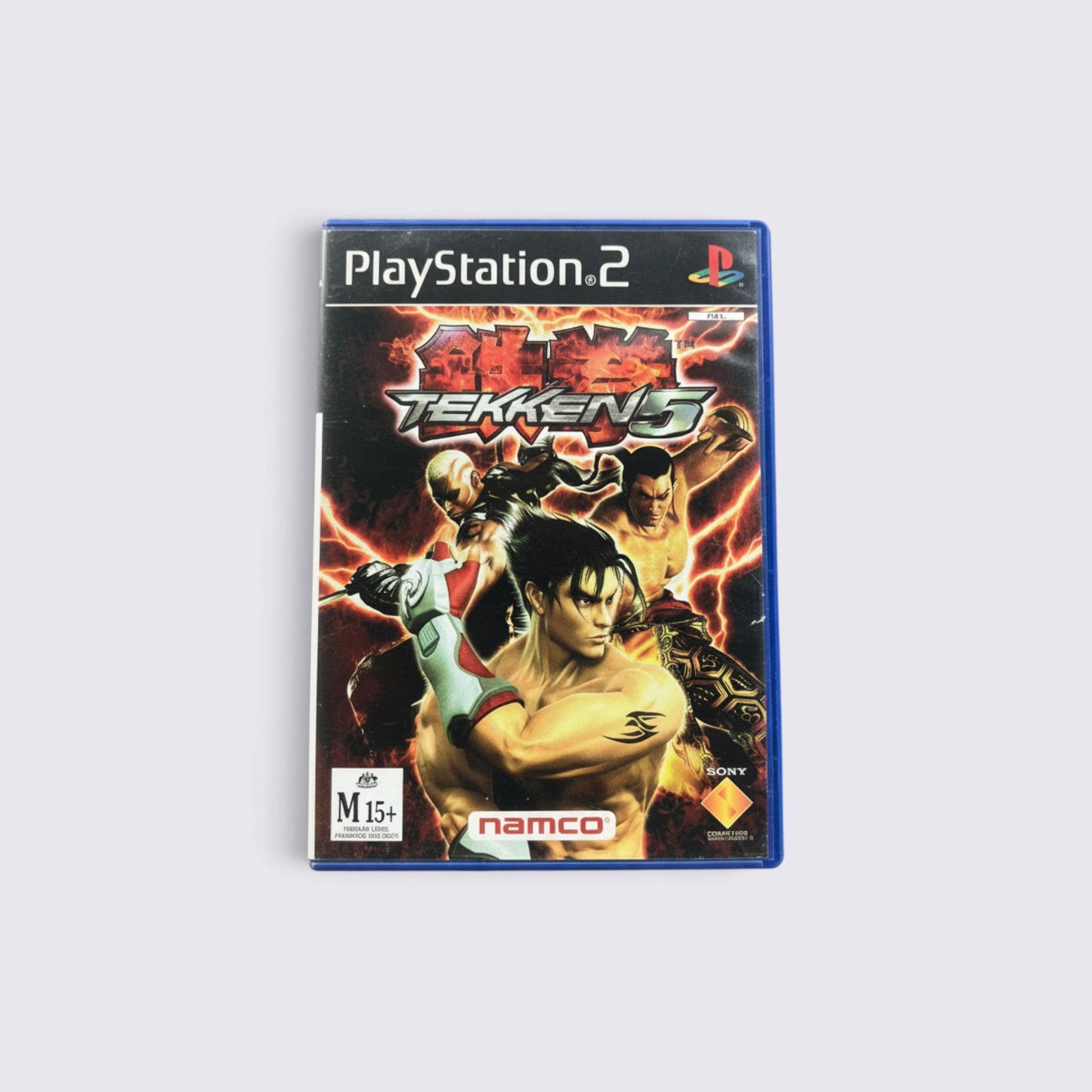 MrPixel Tekken 5 PlayStation 2 game case featuring Jin Kazama and other fighters on the cover art