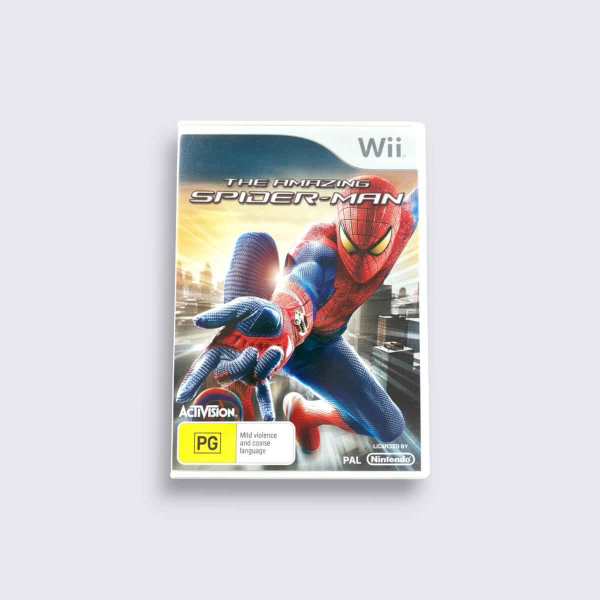 MrPixel The Amazing Spider-Man video game for Nintendo Wii featuring Spider-Man in a web-swinging action pose
