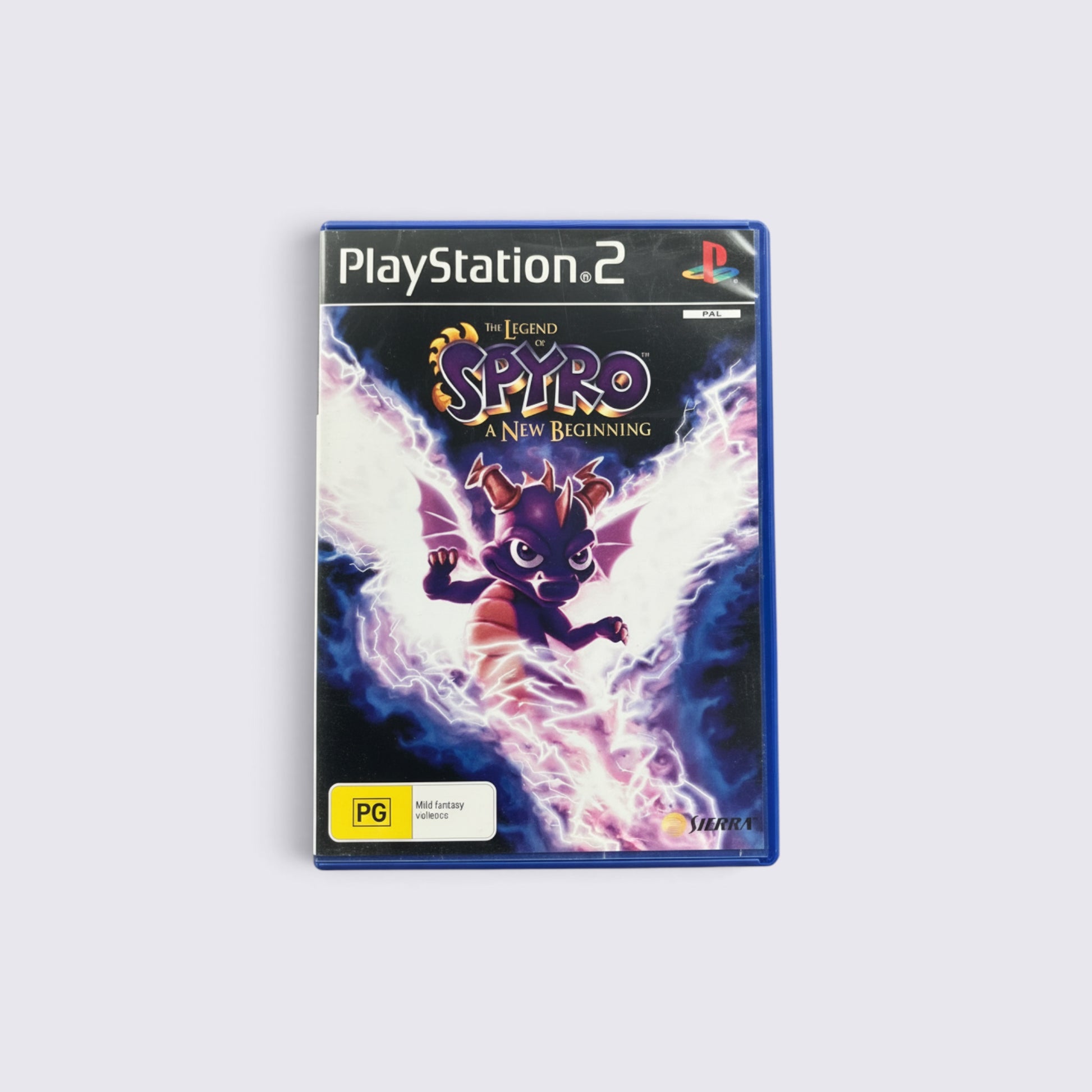 MrPixel The Legend of Spyro A New Beginning PlayStation 2 game case featuring Spyro surrounded by purple lightning