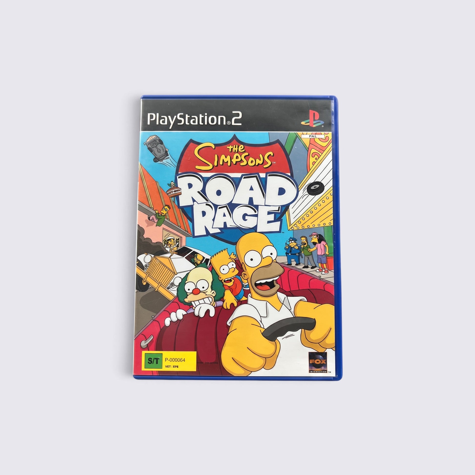 MrPixel The Simpsons Road Rage video game for PlayStation 2 featuring Homer and Krusty the Clown on the cover art