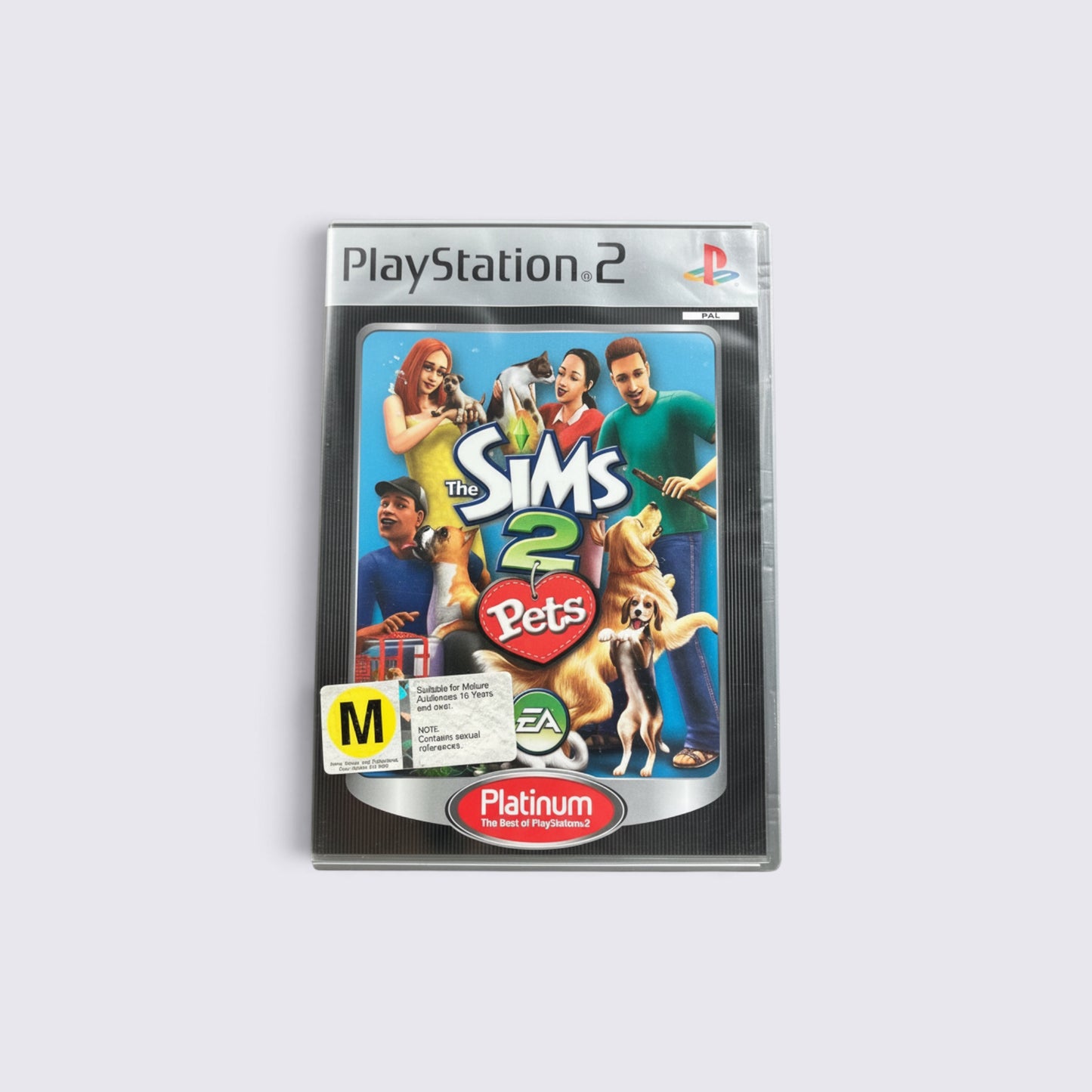 MrPixel The Sims 2 Pets Platinum edition game for PlayStation 2 featuring colourful character and animal artwork
