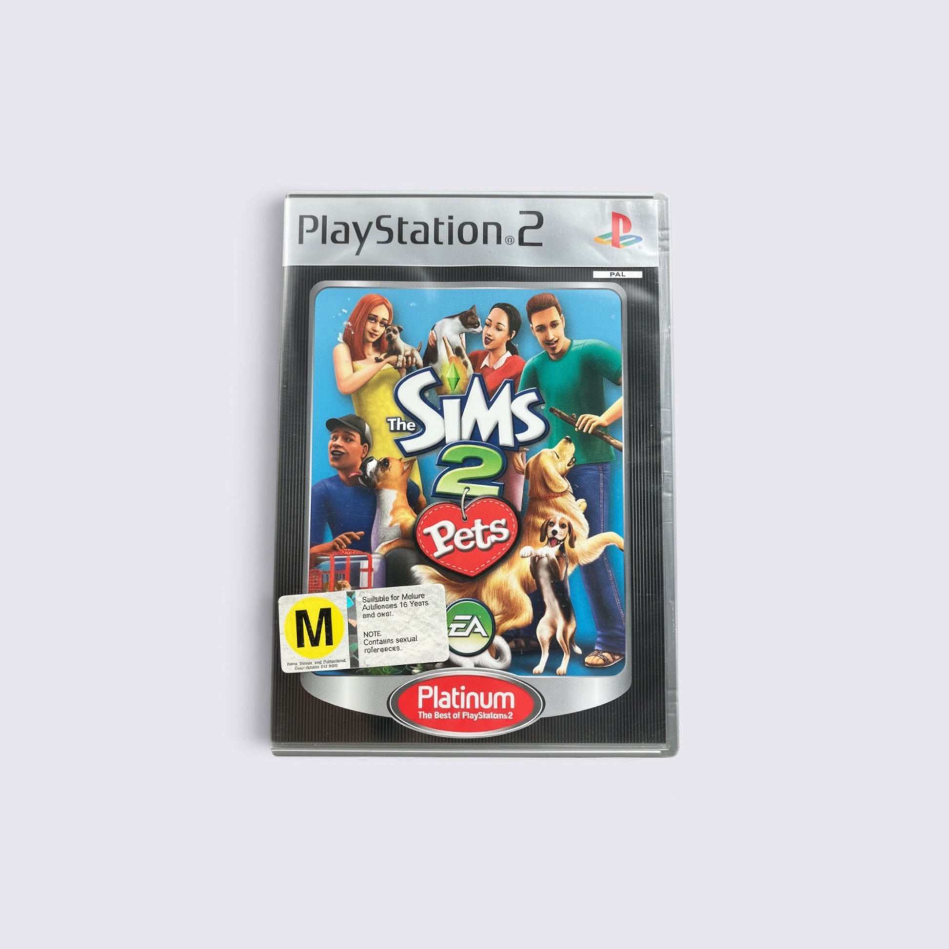 MrPixel The Sims 2 Pets Platinum edition game for PlayStation 2 featuring colourful character and animal artwork
