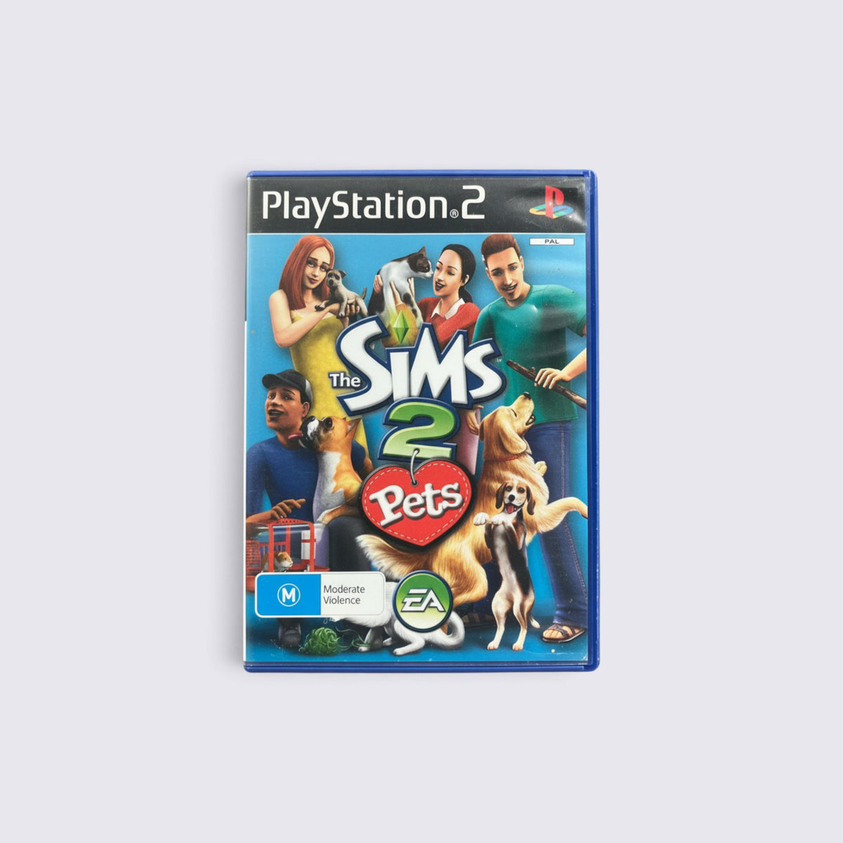 MrPixel The Sims 2 Pets game for PlayStation 2 featuring Sims characters with various dogs and cats on the cover