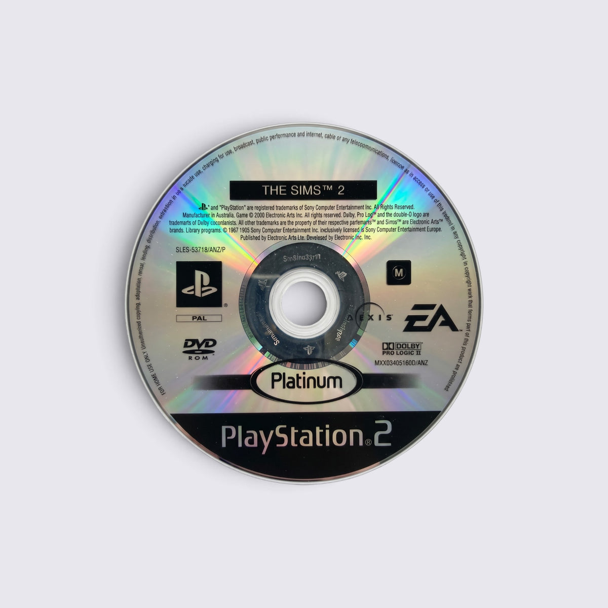 MrPixel The Sims 2 Platinum edition game disc for PlayStation 2 featuring silver and black branding