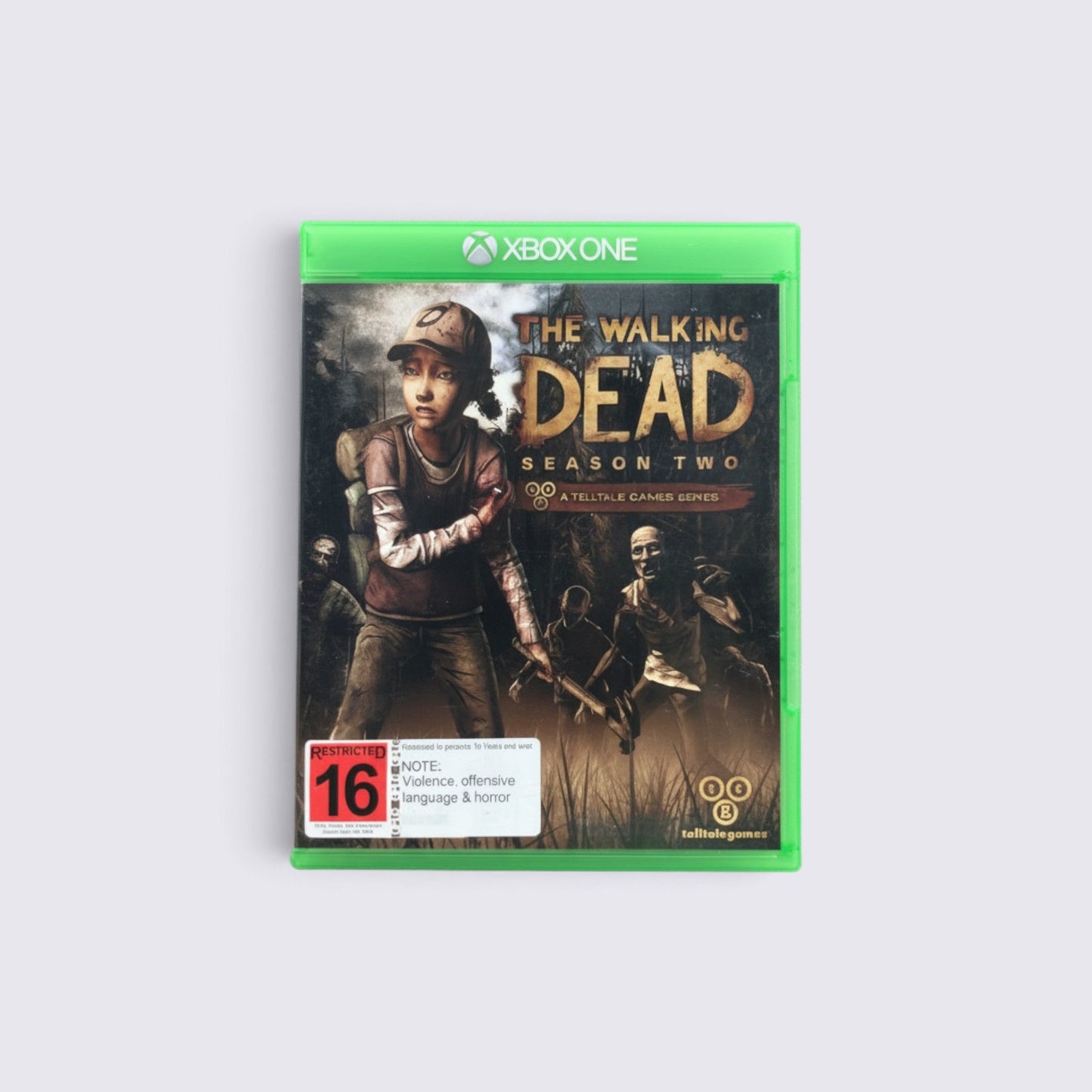 MrPixel The Walking Dead Season Two Xbox One game case featuring Clementine in a post-apocalyptic setting