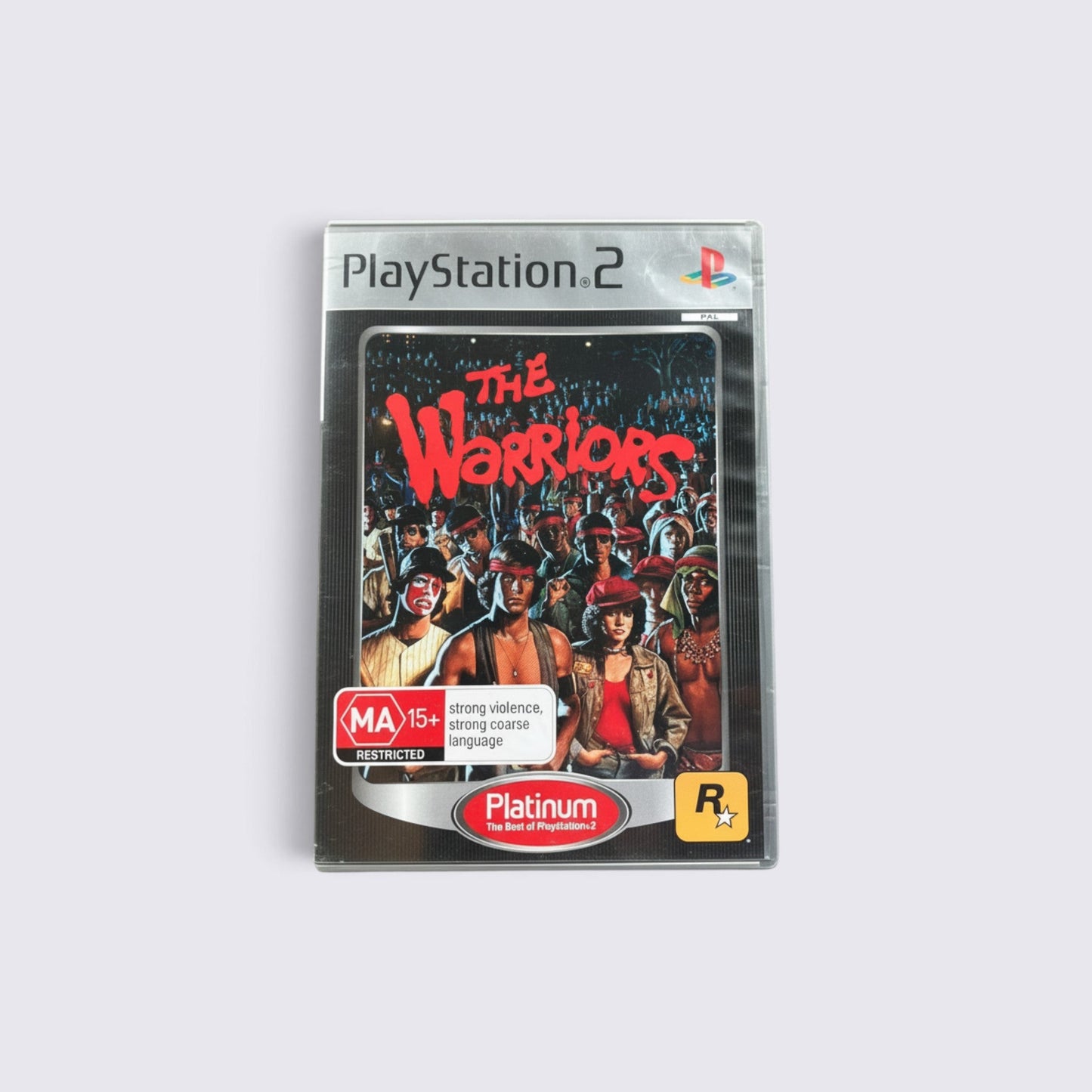 MrPixel The Warriors Platinum edition PlayStation 2 game case featuring the iconic gang movie cover art