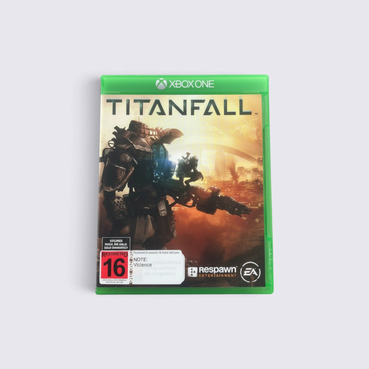 MrPixel Titanfall video game for Xbox One featuring a mech Titan and pilot on the cover art