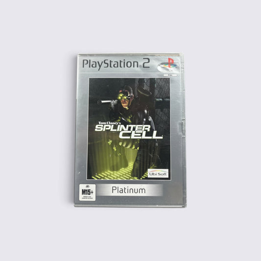 MrPixel Tom Clancy's Splinter Cell Platinum edition game case for PlayStation 2 featuring Sam Fisher in stealth gear.