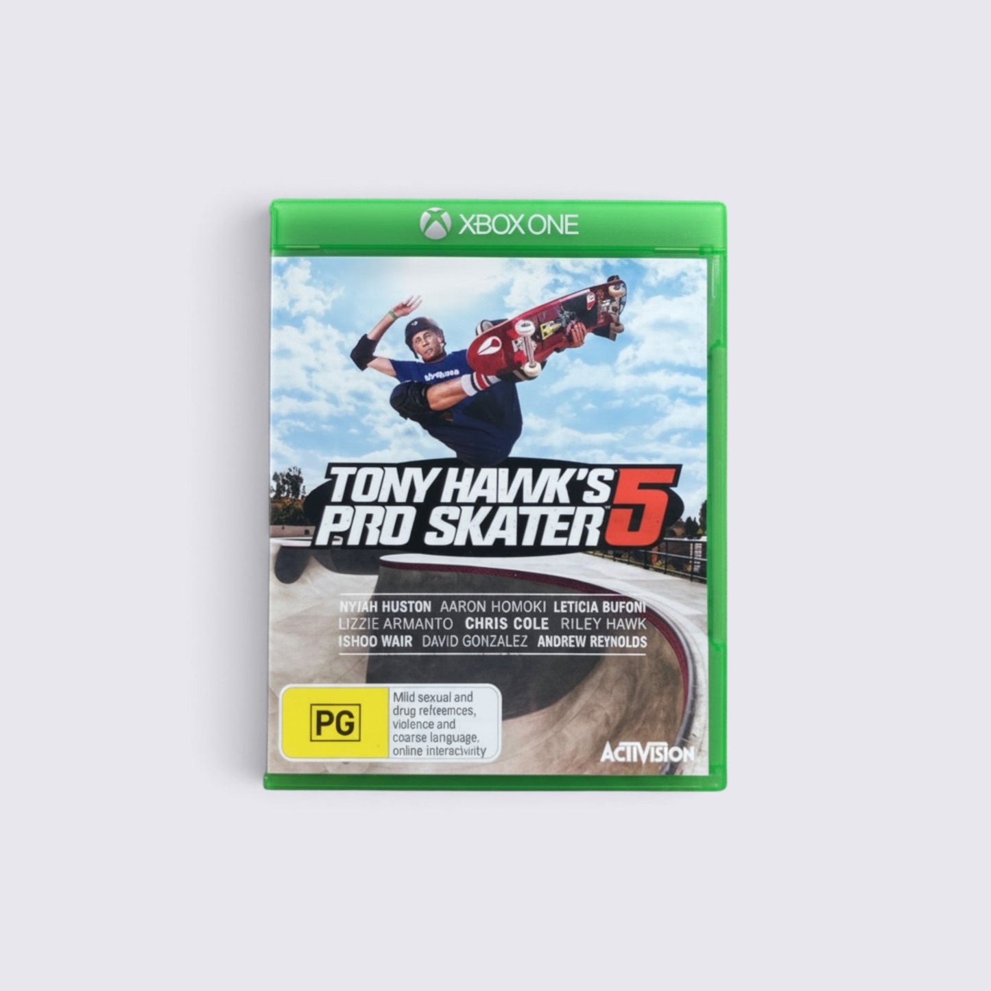 MrPixel Tony Hawk's Pro Skater 5 video game for Xbox One featuring a skateboarder performing a trick on the cover art.