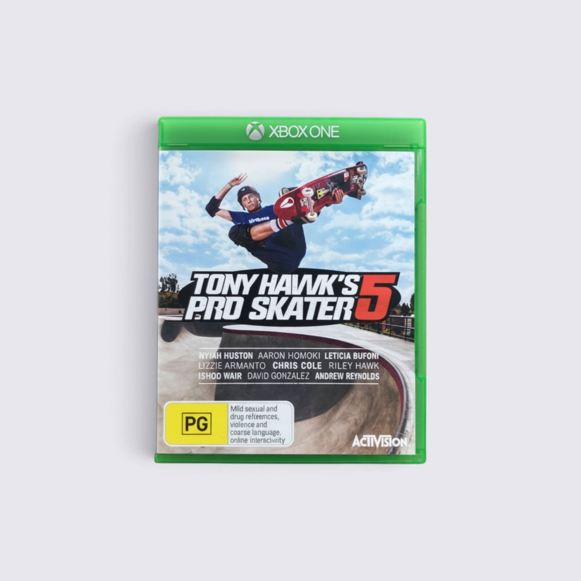 MrPixel Tony Hawk's Pro Skater 5 video game for Xbox One featuring a skateboarder performing a trick on the cover art.