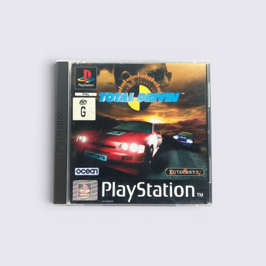 MrPixel Total Drivin PlayStation 1 game case featuring a red sports car on the cover art.
