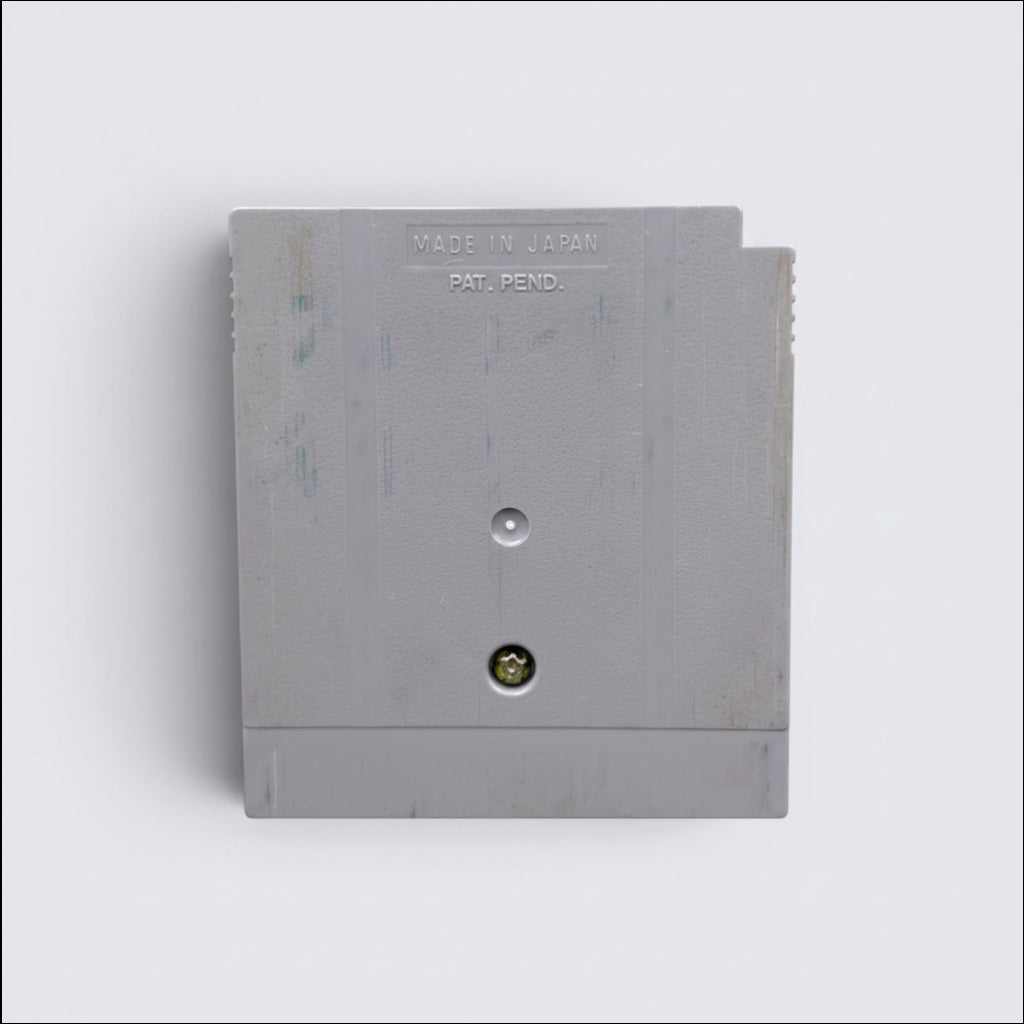 Back view of a grey MrPixel Toy Story Game Boy cartridge with Made in Japan and Pat. Pend. text embossed.