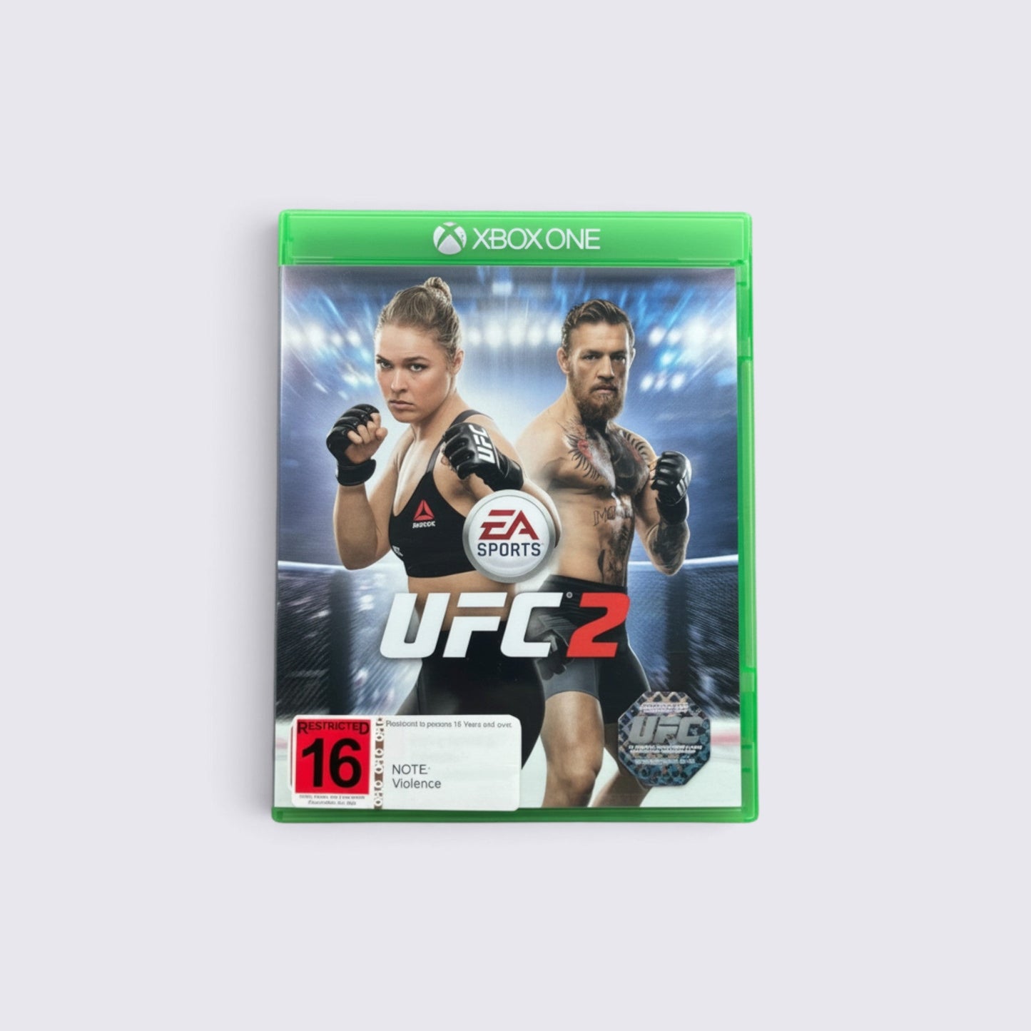 MrPixel UFC 2 video game for Xbox One featuring Ronda Rousey and Conor McGregor on the cover art