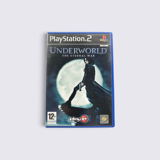 MrPixel Underworld The Eternal War PlayStation 2 game case featuring Selene against a full moon background