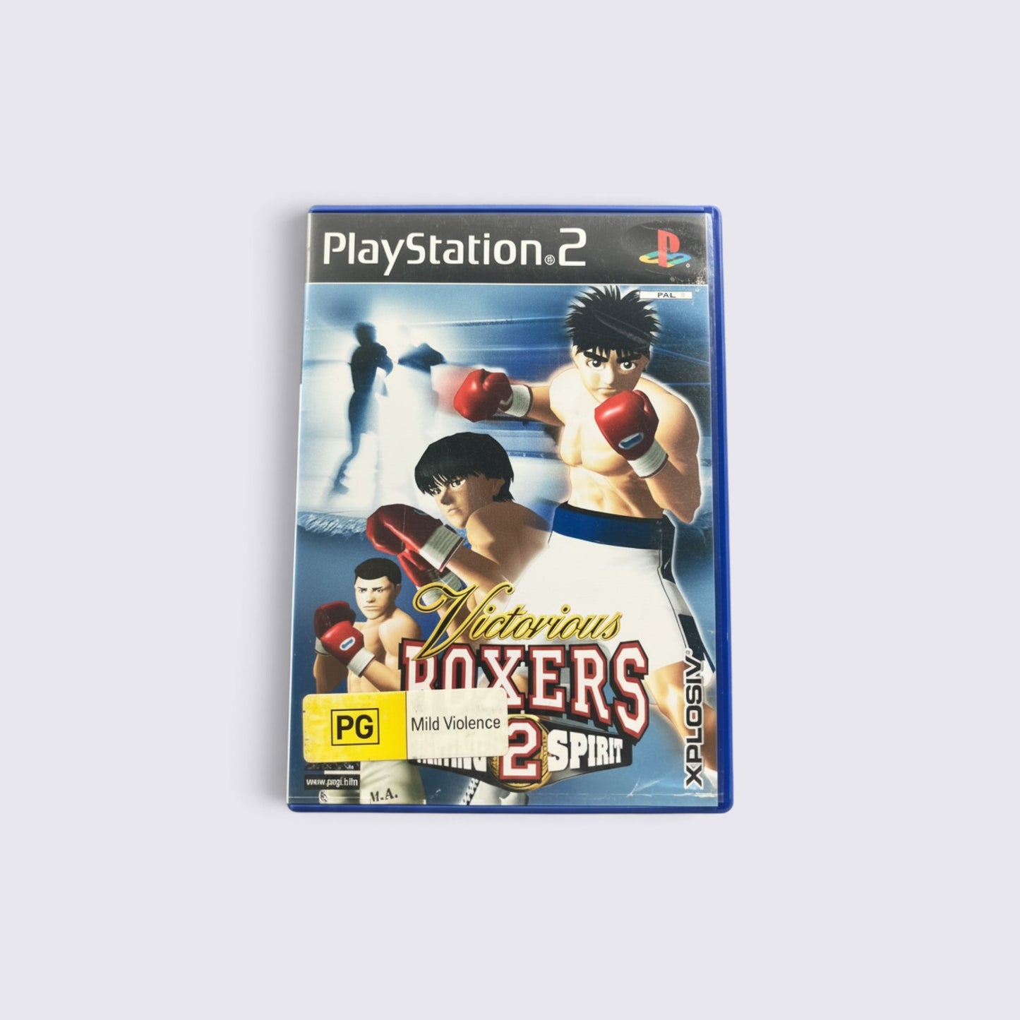 MrPixel Victorious Boxers 2 Fighting Spirit PS2 game case featuring anime-style boxing characters on the cover