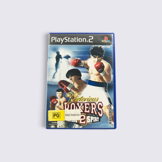MrPixel Victorious Boxers 2 Fighting Spirit PS2 game case featuring anime-style boxing characters on the cover