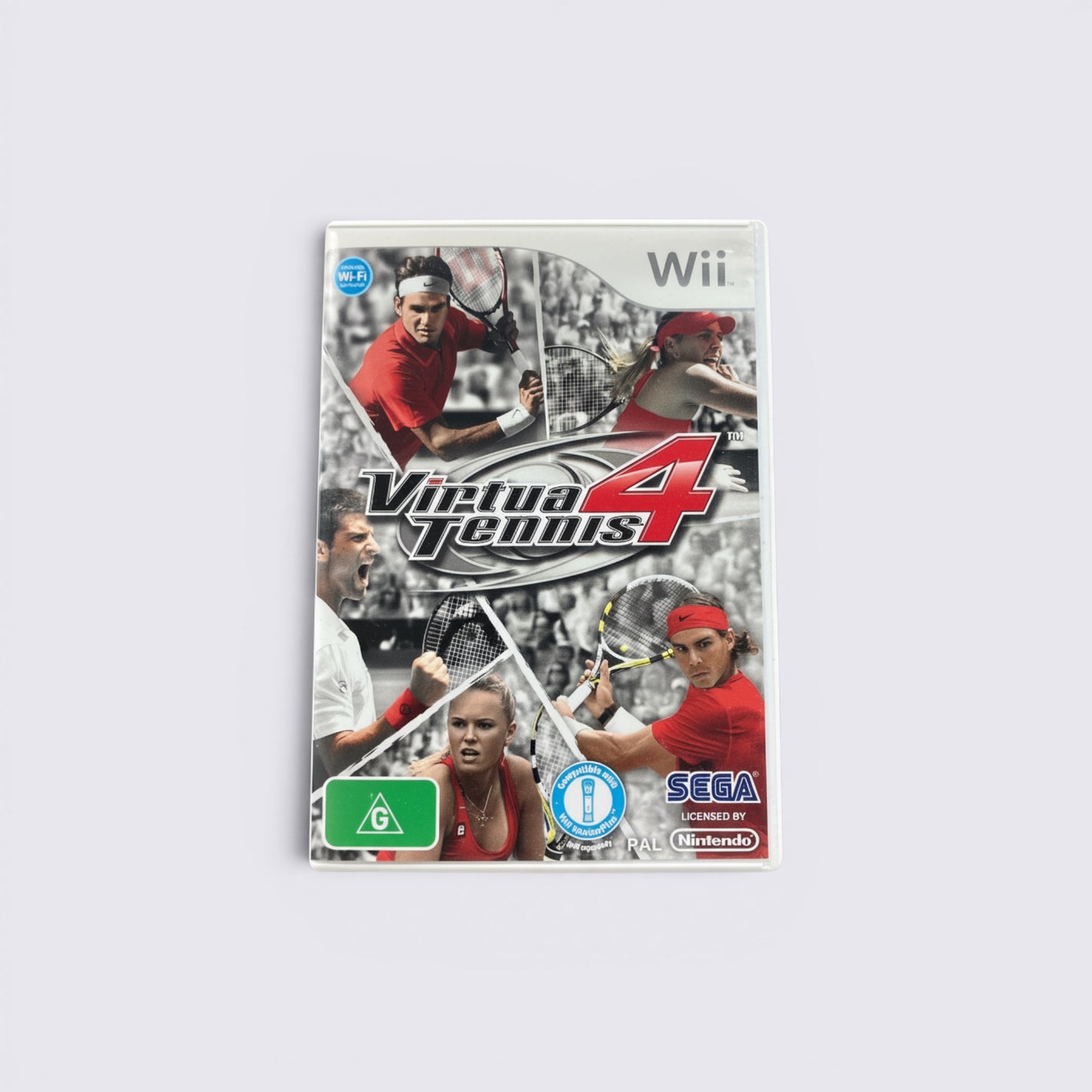 MrPixel Virtua Tennis 4 game case for Nintendo Wii featuring professional tennis players on the cover art