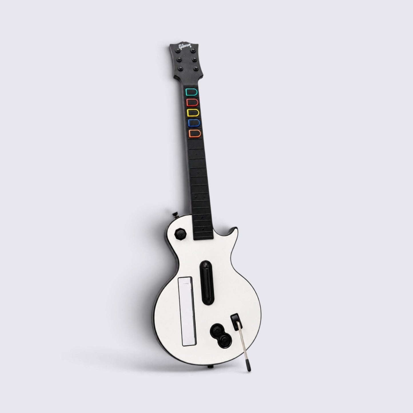 MrPixel white Gibson Les Paul wireless guitar controller for Nintendo Wii with fret buttons and whammy bar