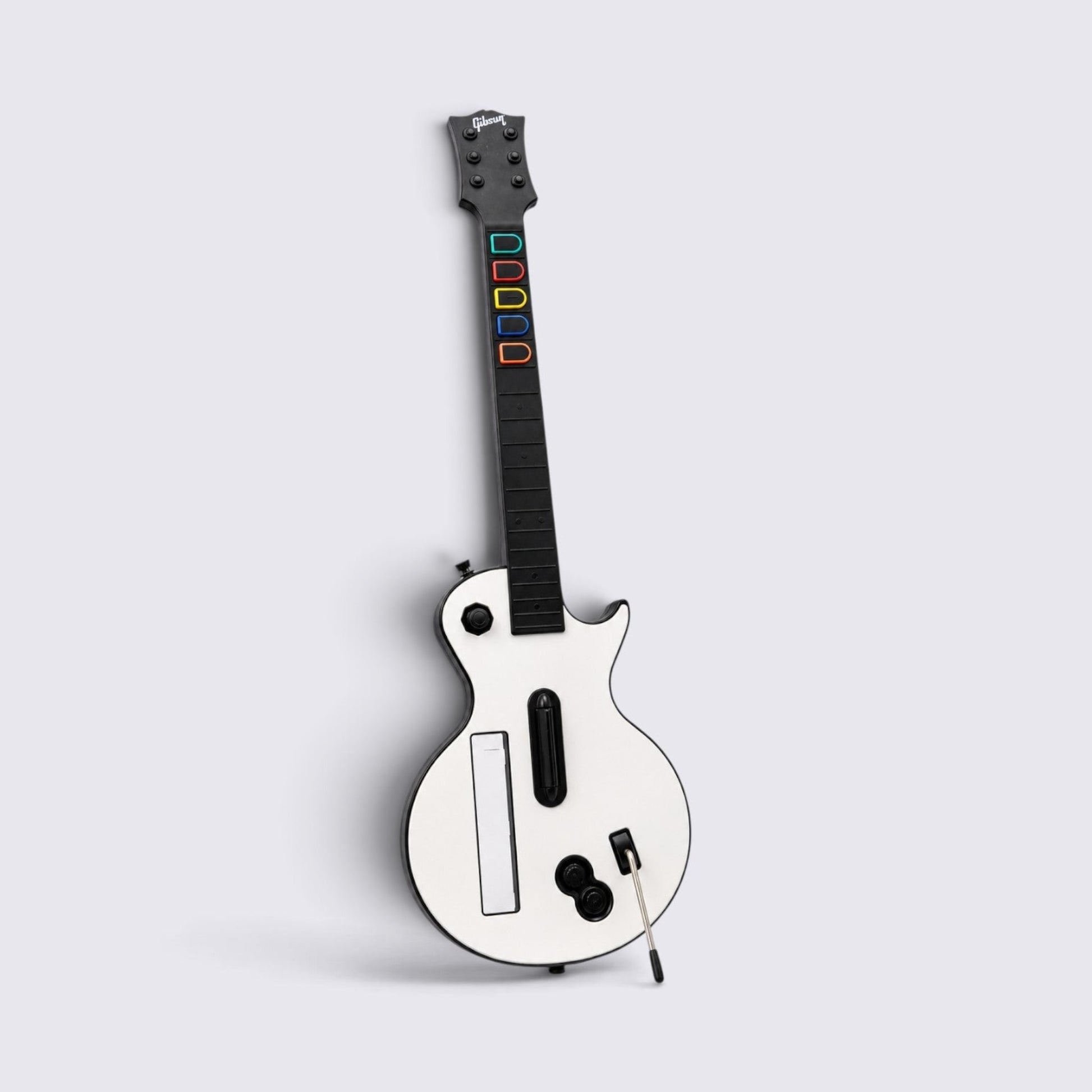 MrPixel white Gibson Les Paul wireless guitar controller for Nintendo Wii with fret buttons and whammy bar