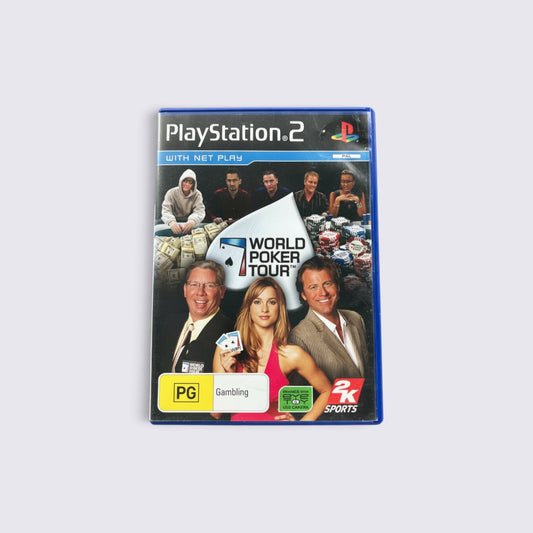 MrPixel World Poker Tour video game for PlayStation 2 featuring professional poker players and tournament branding