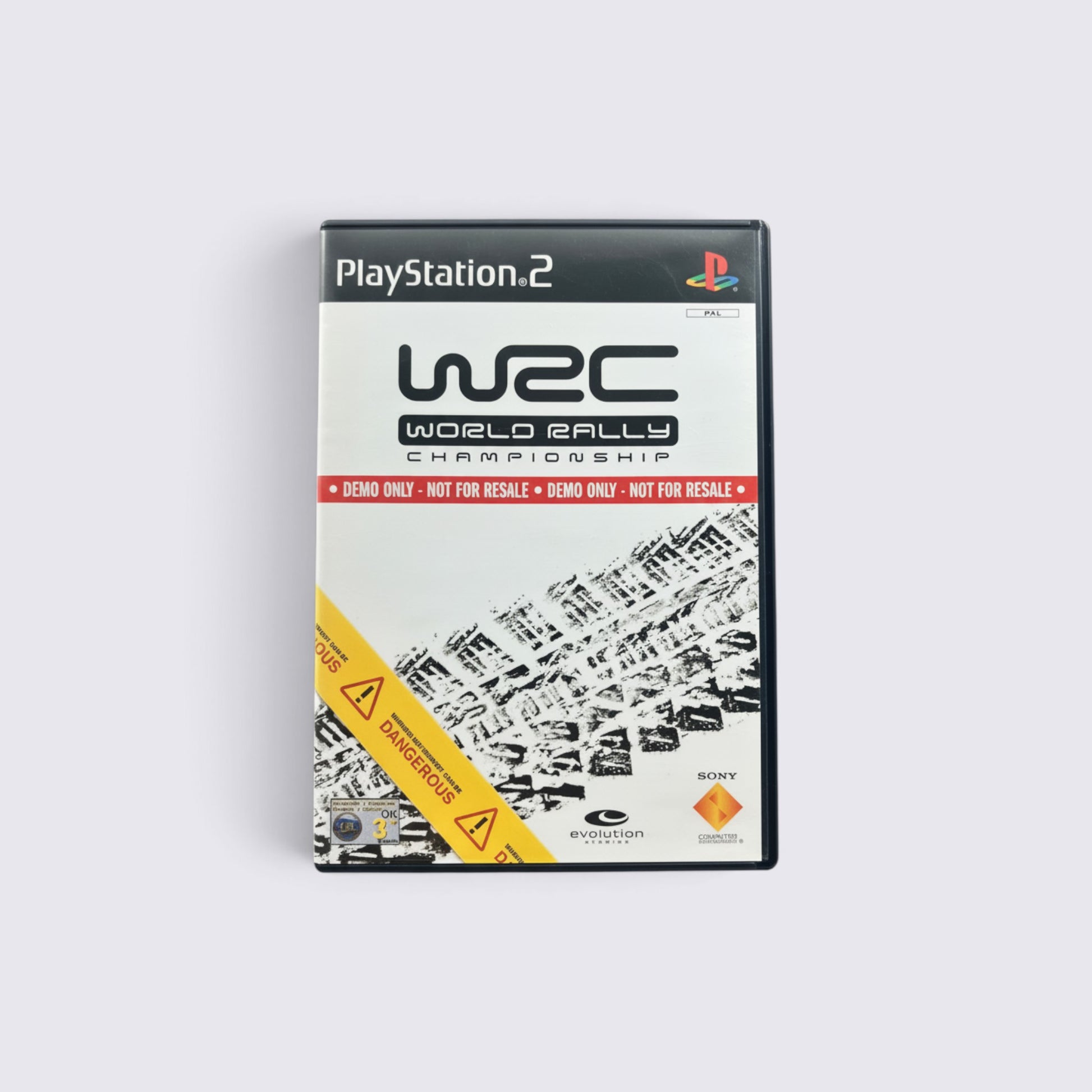 MrPixel World Rally Championship PS2 game case featuring a demo only label and rally car graphic on a white background