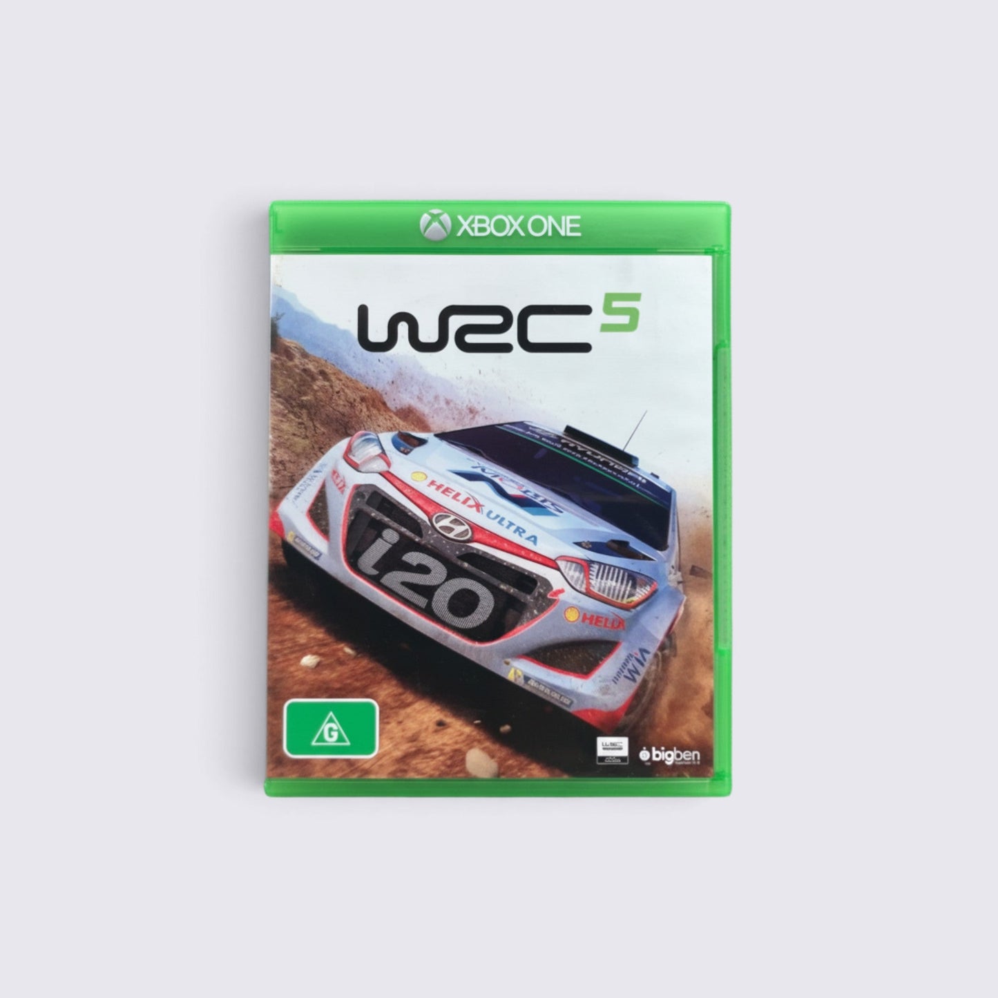 MrPixel WRC 5 official rally racing video game for Xbox One featuring a Hyundai i20 rally car on the cover art.