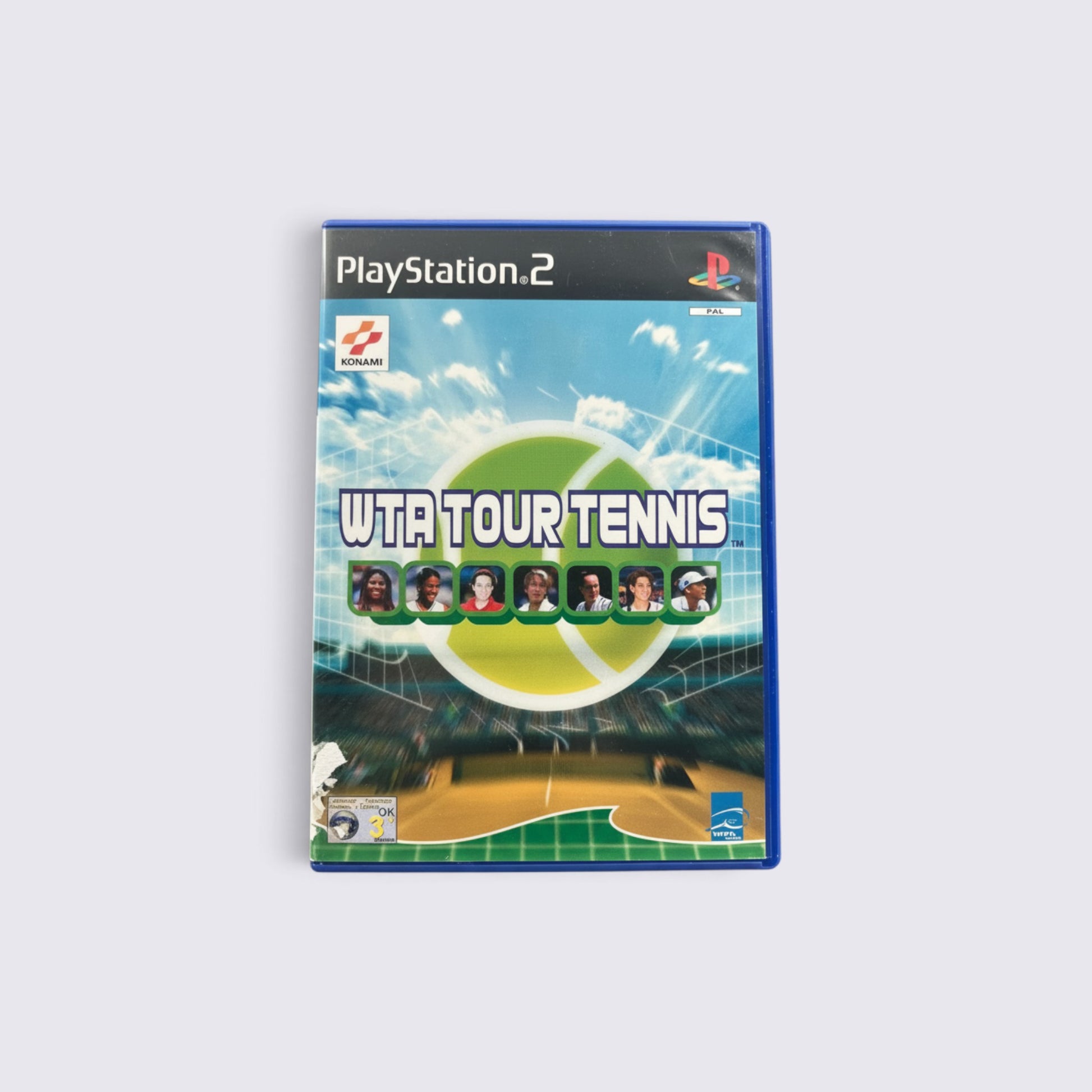 MrPixel WTA Tour Tennis game case for PlayStation 2 featuring professional tennis players on the cover