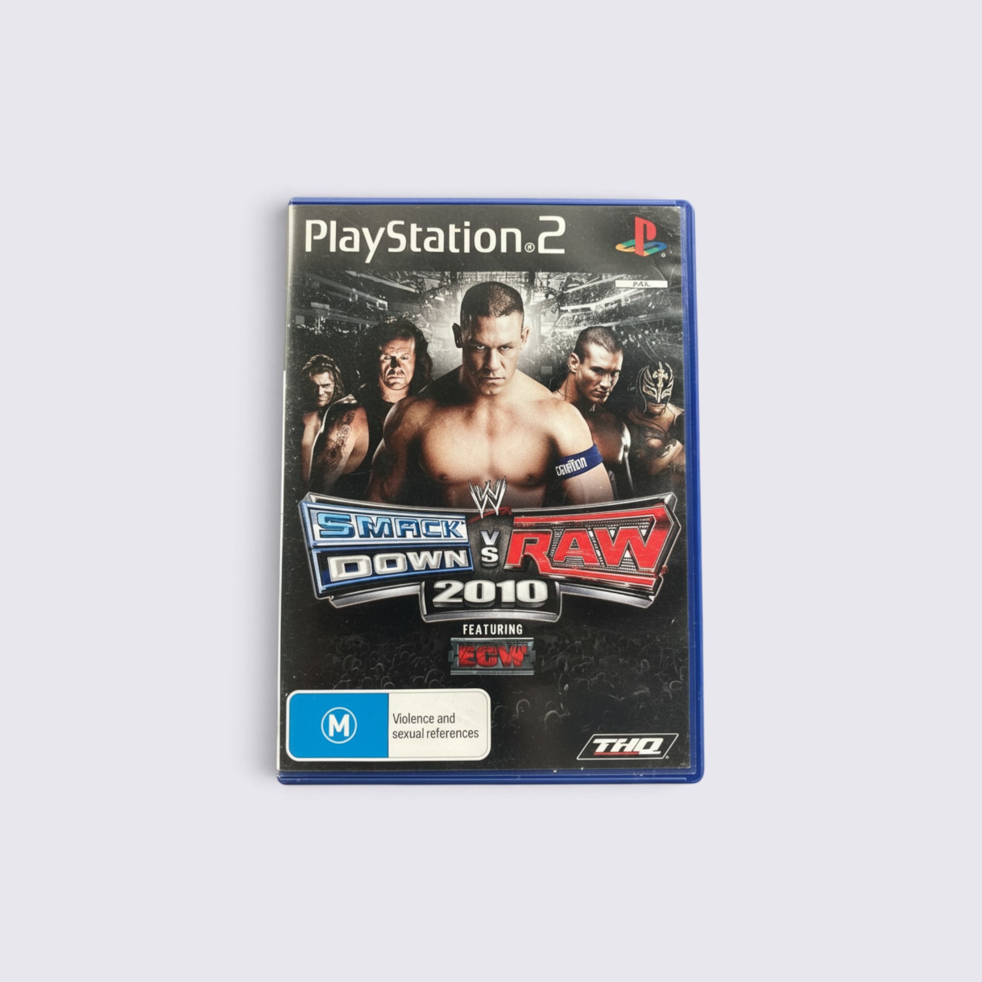 MrPixel WWE SmackDown vs. Raw 2010 PlayStation 2 game case featuring John Cena and other wrestling superstars