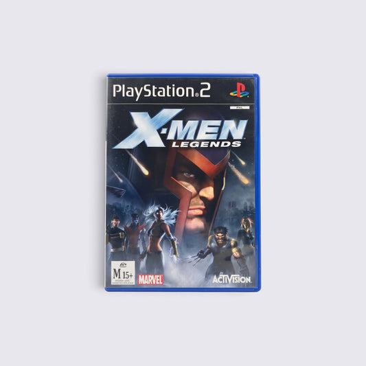 MrPixel X-Men Legends PlayStation 2 game case featuring Magneto and X-Men team members on the cover art