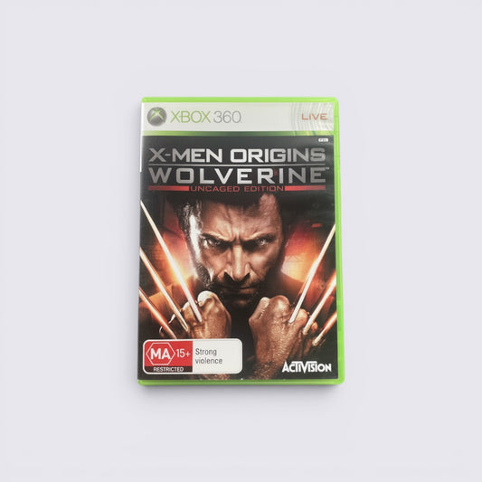 MrPixel X-Men Origins: Wolverine Uncaged Edition Xbox 360 game case featuring Wolverine with adamantium claws.